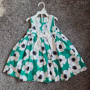 Janie and Jack Dot & Poppies Green Dress Sz 18-24 months